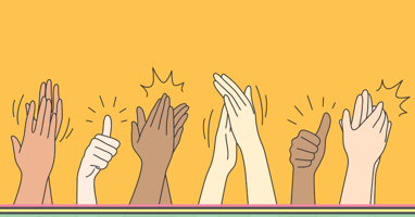 Multiple arms and hands doing a thumbs up