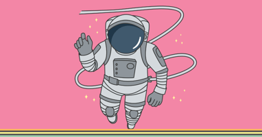 Man in space suit in space