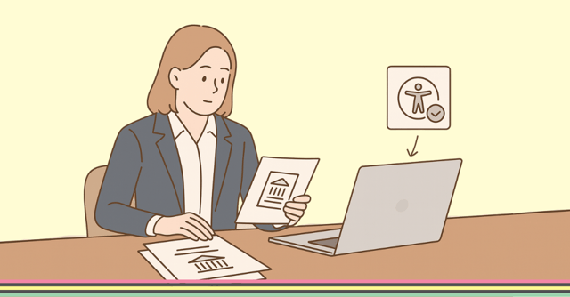 Employee checking documents for accessibility