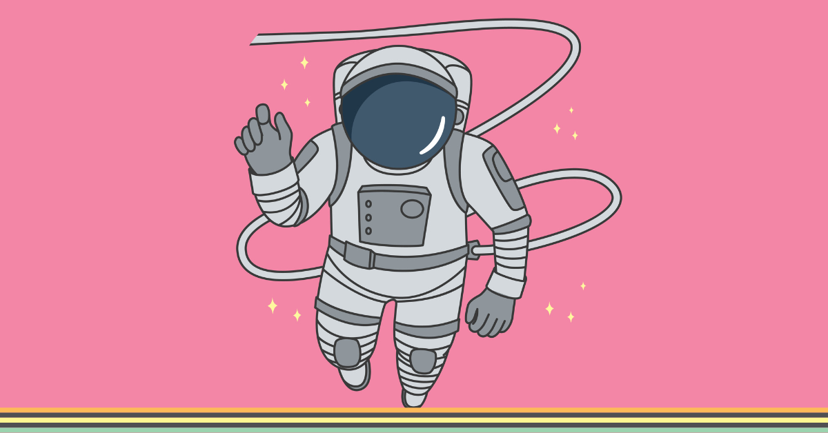 Man in space suit in space