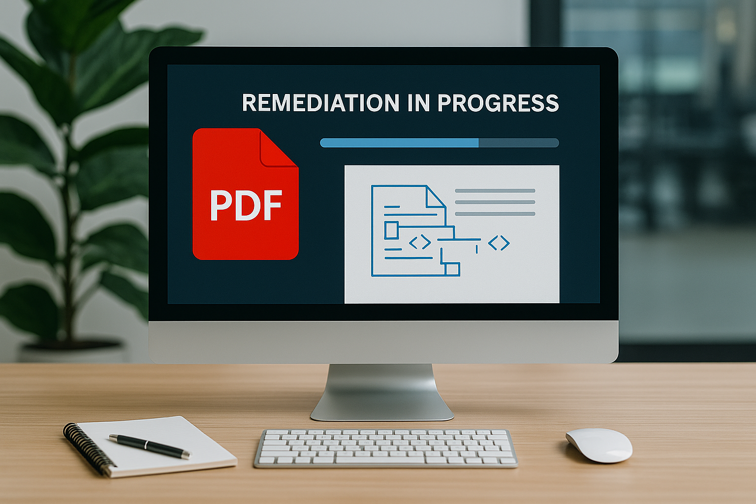 Computer screen showing PDF Remediation in progress